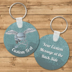 Concrete mixer blue-grey keychain