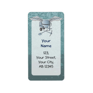 Concrete mixer blue-grey label