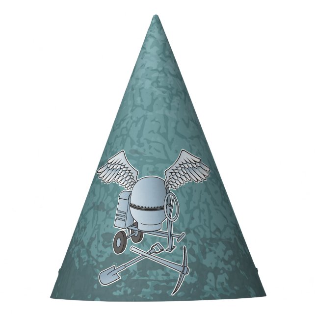 Concrete mixer blue-grey party hat (Front)