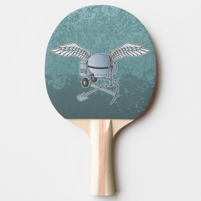 Concrete mixer blue-grey ping pong paddle (Front)