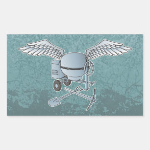 Concrete mixer blue-grey rectangular sticker