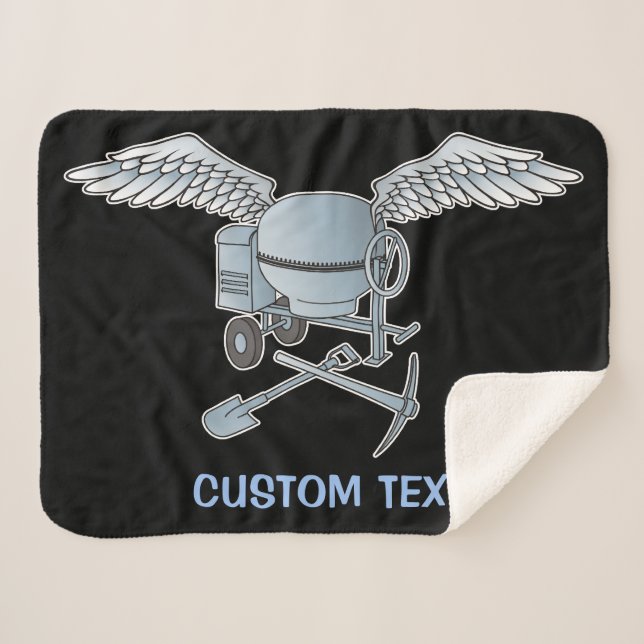 Concrete mixer blue-grey sherpa blanket (Front (Horizontal))