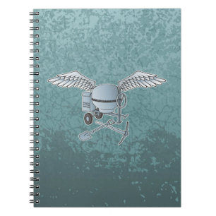 Concrete mixer blue-grey spiral notebook