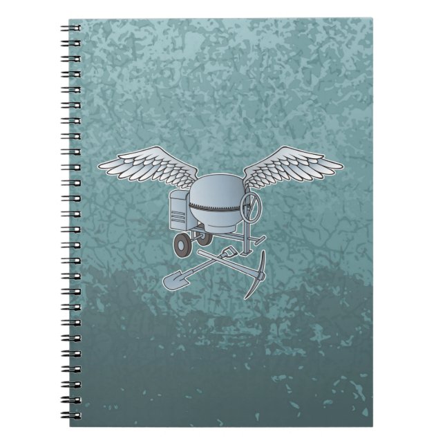 Concrete mixer blue-grey spiral notebook (Front)