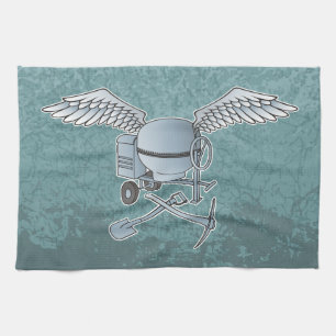 Concrete mixer blue-grey tea towel