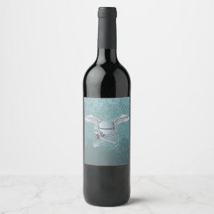 Concrete mixer blue-grey wine label