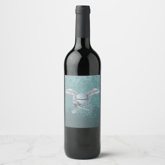 Concrete mixer blue-grey wine label (Front)