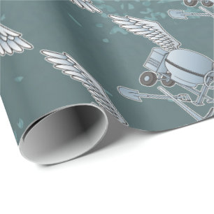 Concrete mixer blue-grey wrapping paper