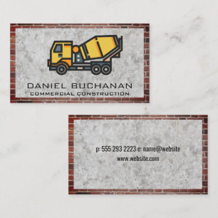 Concrete Mixer Brick Wall Border Business Card