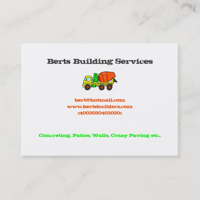 Concrete Mixer Business Cards (Front)