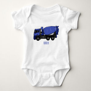 Concrete mixing transport truck cartoon baby bodysuit