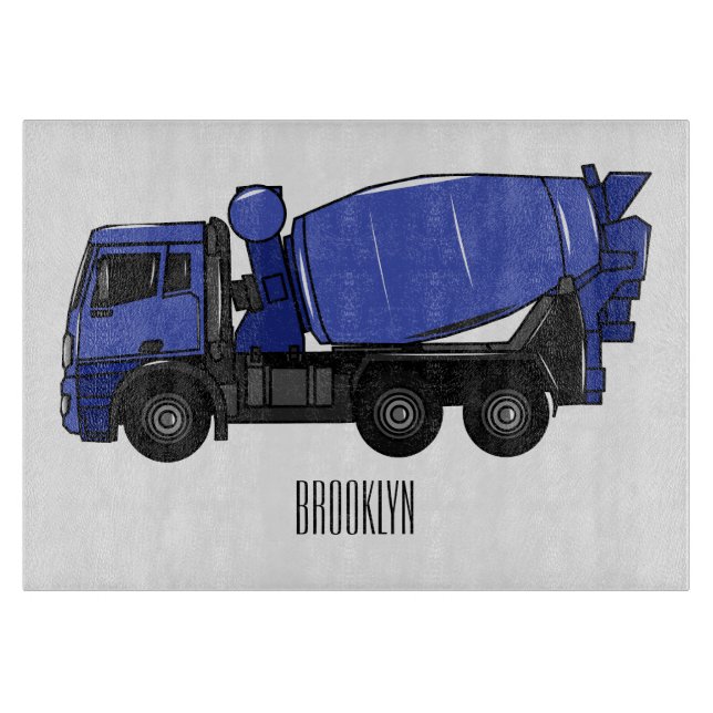 Concrete mixing transport truck cartoon cutting board (Front)