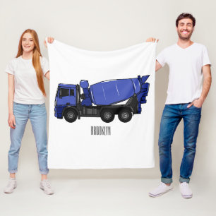 Concrete mixing transport truck cartoon fleece blanket