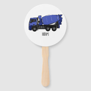 Concrete mixing transport truck cartoon hand fan