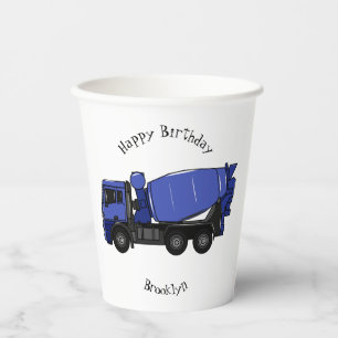 Concrete mixing transport truck cartoon paper cups