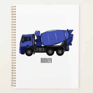 Concrete mixing transport truck cartoon planner