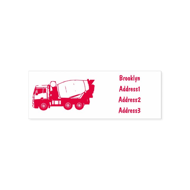 Concrete mixing transport truck cartoon self-inking stamp (Design)
