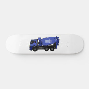 Concrete mixing transport truck cartoon skateboard
