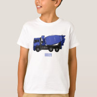 Concrete mixing transport truck cartoon