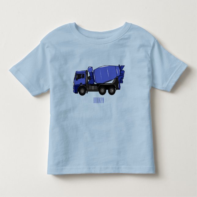 Concrete mixing transport truck cartoon toddler T-Shirt (Front)