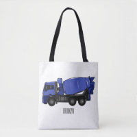 Concrete mixing transport truck cartoon