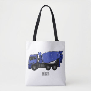 Concrete mixing transport truck cartoon tote bag