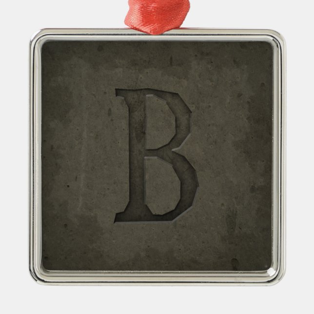 Concrete Monogram Letter B Metal Tree Decoration (Front)