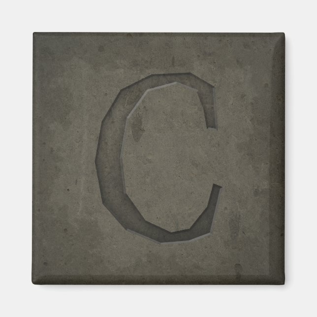 Concrete Monogram Letter C Magnet (Front)