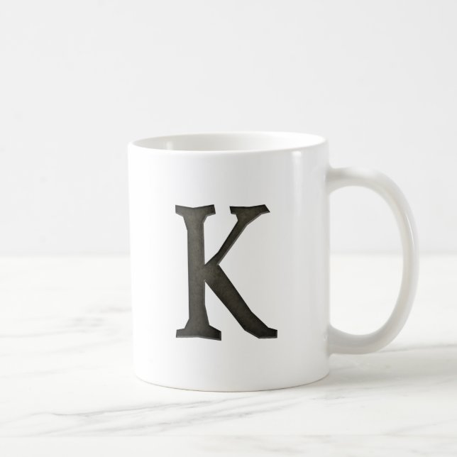 Concrete Monogram Letter K Coffee Mug (Right)
