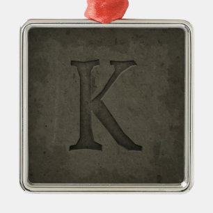 Concrete Monogram Letter K Metal Tree Decoration