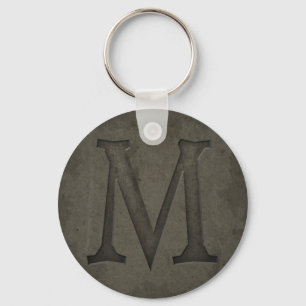 Concrete Monogram Letter M Key Ring