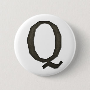 Concrete Monogram Letter Q 6 Cm Round Badge