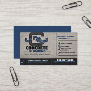 Concrete Plumbing Contractor Business Card   Moder