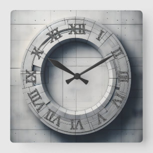 concrete ring  square wall clock
