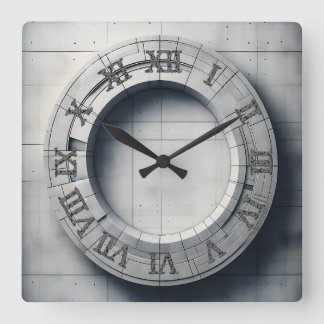 concrete ring square wall clock