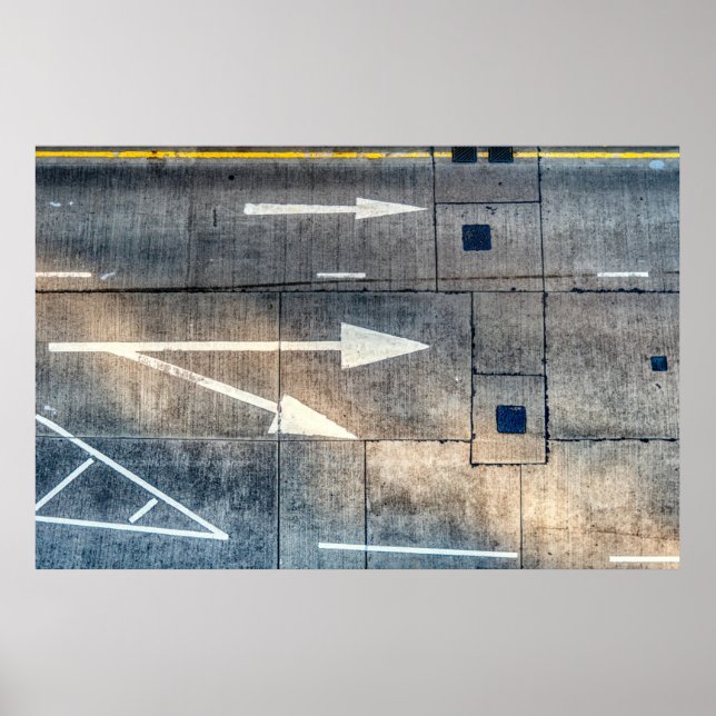 Concrete road with painted arrow directions poster (Front)