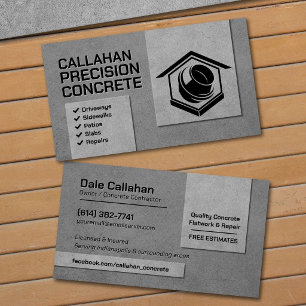 Concrete Services Contractor Business Card