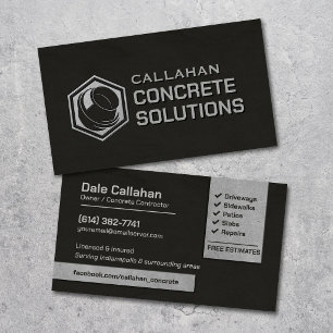 Concrete Services Contractor Industrial Business Card