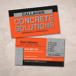 Concrete Solutions Contractor Industrial Business Card
