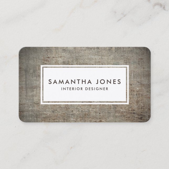 Concrete Texture Simple Modern Interior Designer Business Card (Front)