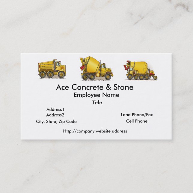 Concrete Truck Business Cards (Front)