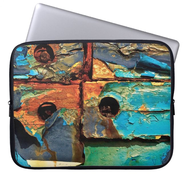 Concrete wall with abstract painting laptop sleeve (Front)