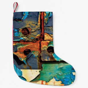 Concrete wall with abstract painting small christmas stocking