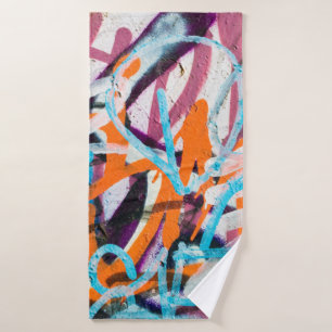 Concrete, weathered, worn wall damaged paint. Grun Bath Towel