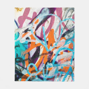 Concrete, weathered, worn wall damaged paint. Grun Fleece Blanket