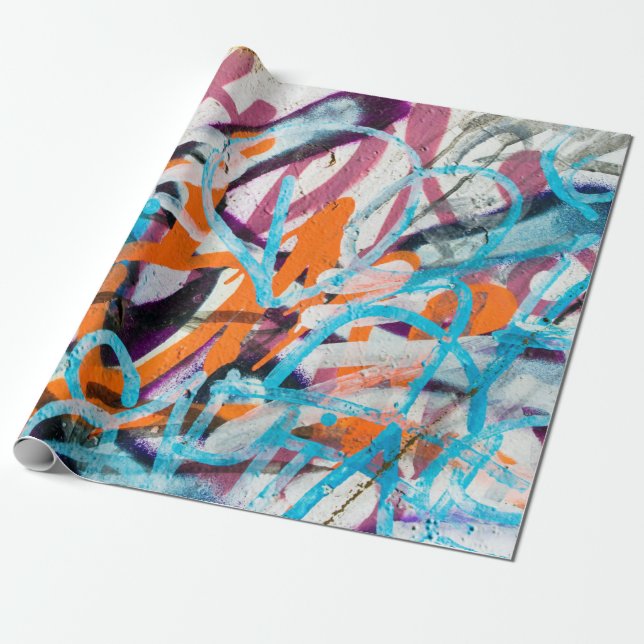 Concrete, weathered, worn wall damaged paint. Grun Wrapping Paper (Unrolled)