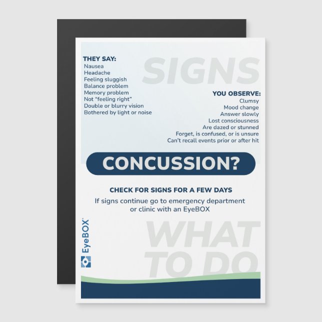 Concussion Signs Magnet  (Front/Back)