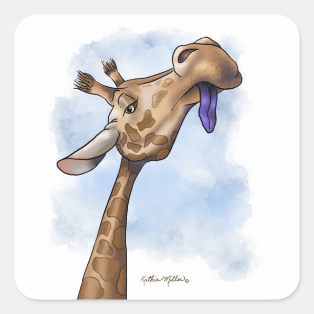 Condescending Giraffe Cartoon Square Sticker (Front)