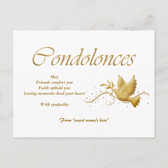 Condolence funeral bereavement postcard (Front)