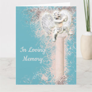 Condolence poem Cherub on pillar PERSONALIZE Card